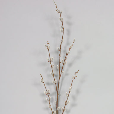 Flocked Pussy Willow Spray - Grey