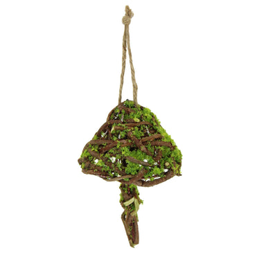 6.25 in Rattan Mushroom Ornament - Green/Natural