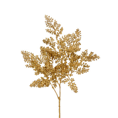 Glittered/Sequin Fern Leaves Spray - Gold
