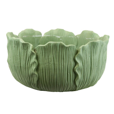 9 in Leaf Ceramic Bowl - Green