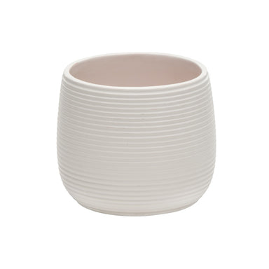 4 5/8 in Dolomite Fine Ribbed Pot - Matte White