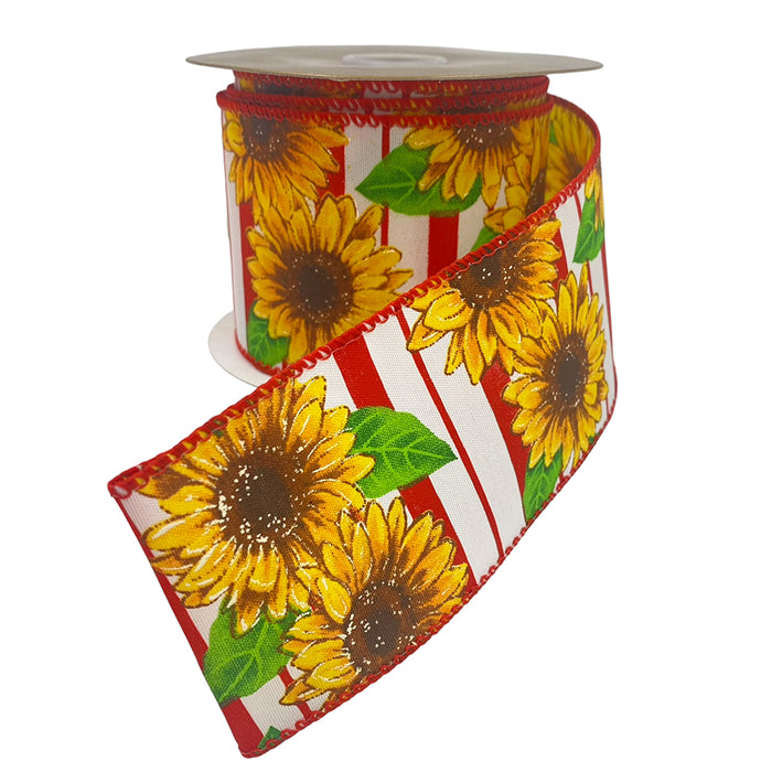 #40 Sunflower Ribbon - Red/Brown/Multi