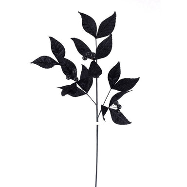 27 in Velvet Laurel Leaves Spray - Black