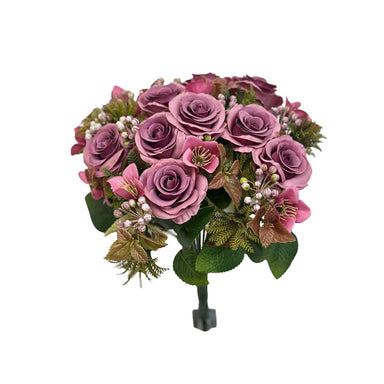 14 in Rose Bouquet with Berries - Lavender/Purple