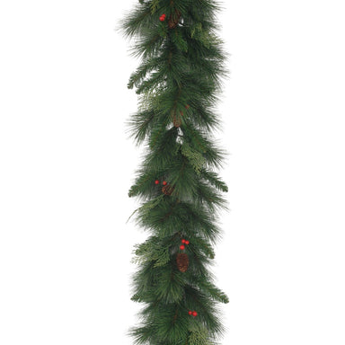 9 Ft Hardneedle Mixed Festive Pine Garland - Green