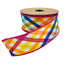 1.5" Poplin Spring Plaid Bias Cut Ribbon - Yellow/Blue/Pink