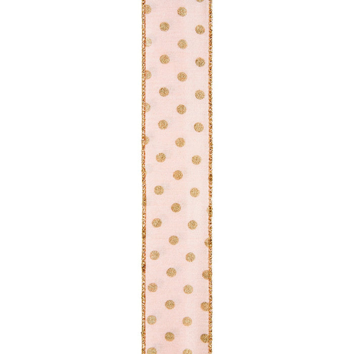 #9 Wired Corbett Ribbon - Light Pink/Gold