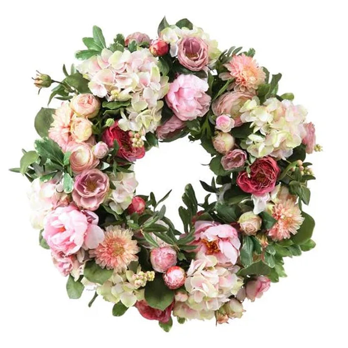 24" Garden Flowers Wreath - Pink