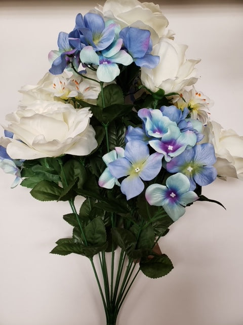 22 1/2 in Polyester Rose-Hydrangea Bush - Cream