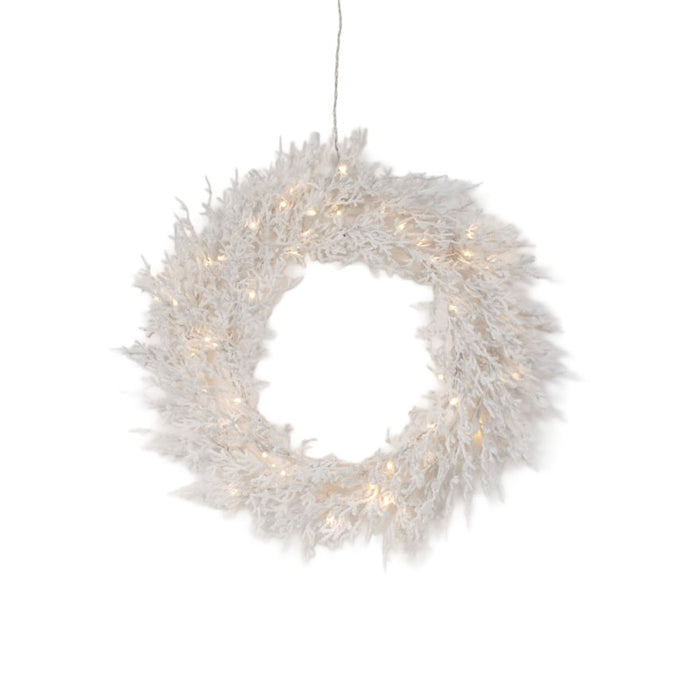 30" Pre-Lit Twig Snow White Double Wreath