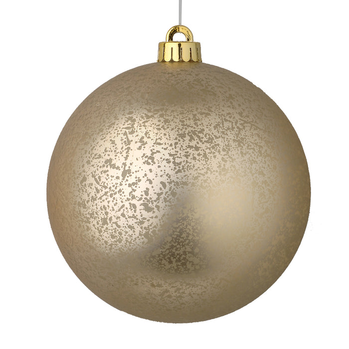 Antique Plastic Ball Ornament w/Cap Hanger - Matte Champagne Gold