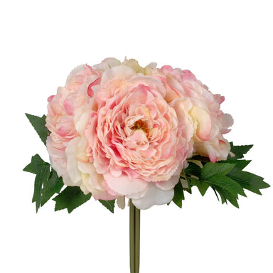 11"L Polyester Peony Bundle - Peach
