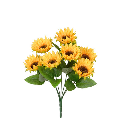 14"L Polyester Sm Sunflower Bush - Yellow