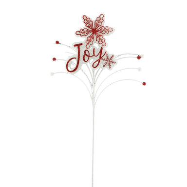 26 in Glitter Berry Snowflake Joy Spray - Red/White