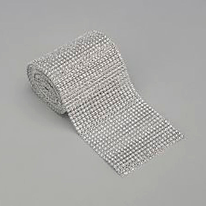 Mesh w/Acrylic Diamond - Silver