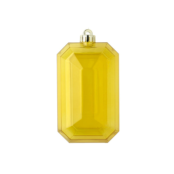 6 1/4 in Plastic Rectangle Jewel Ornament - Gold