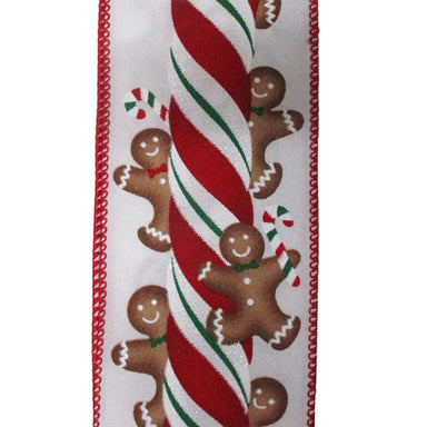 2.5 in Gingerbread Ribbon - White/Red