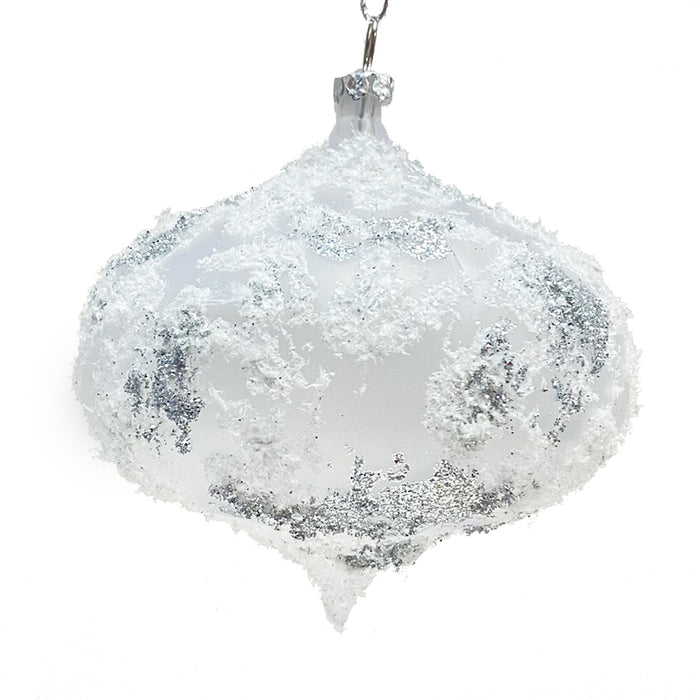 4" Iced Onion Ornament - White