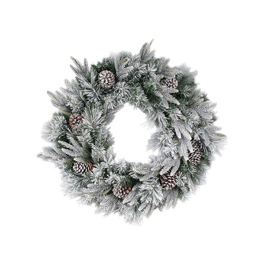 36" Mixed Snow Pine Wreath