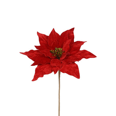 20" Polyester Velvet Poinsettia - Red