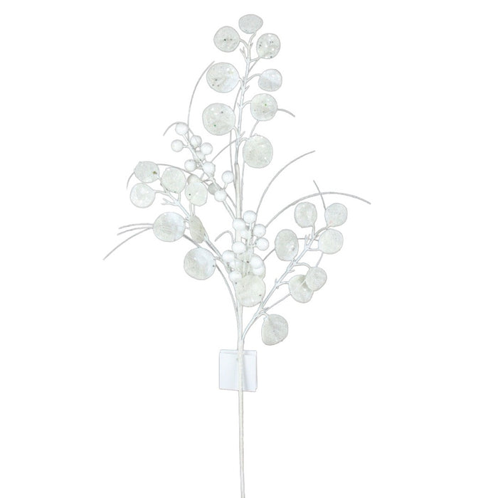 29 in Glitter Grass Leaf Spray - White