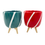 Striped Pot w/Wooden Legs - Red or Green