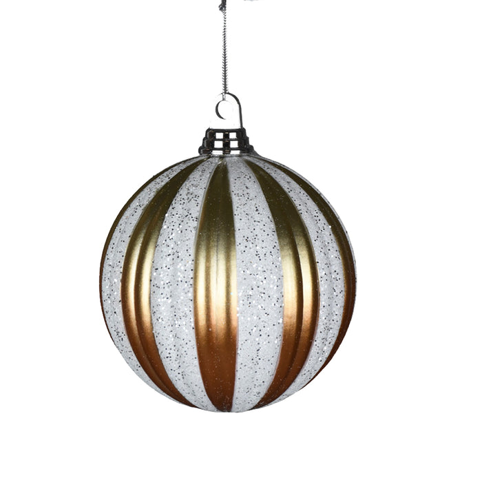 150 mm Ball Ornament - White/Gold