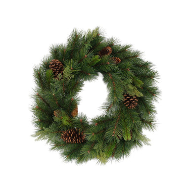 24" Vinyl/Pe Pine/Cedar/Pinecone Wreath