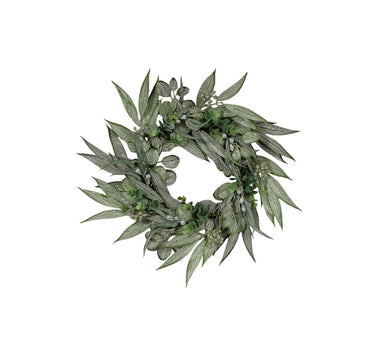White Wash California Mixed Foliage Wreath - Green