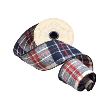 2.5 in Flannel Caden Plaid Ribbon - Red/Black/White