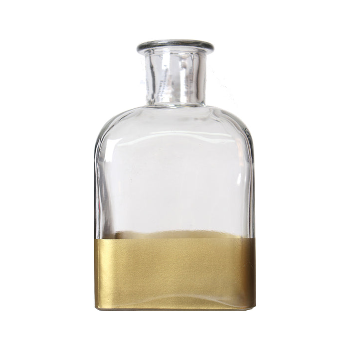 Bottle Vase 6.5 In X 3.5 In X 3.5 In Gold Clear