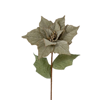 25 in Polyester Poinsettia w/Leaves - Sage