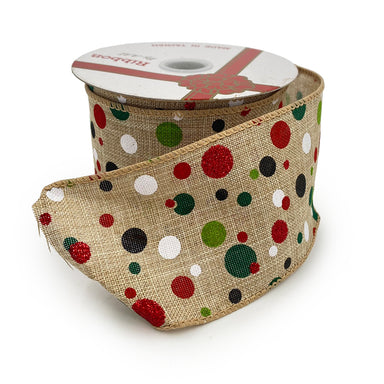 Multi Color Dots Ribbon - Multi/Natural