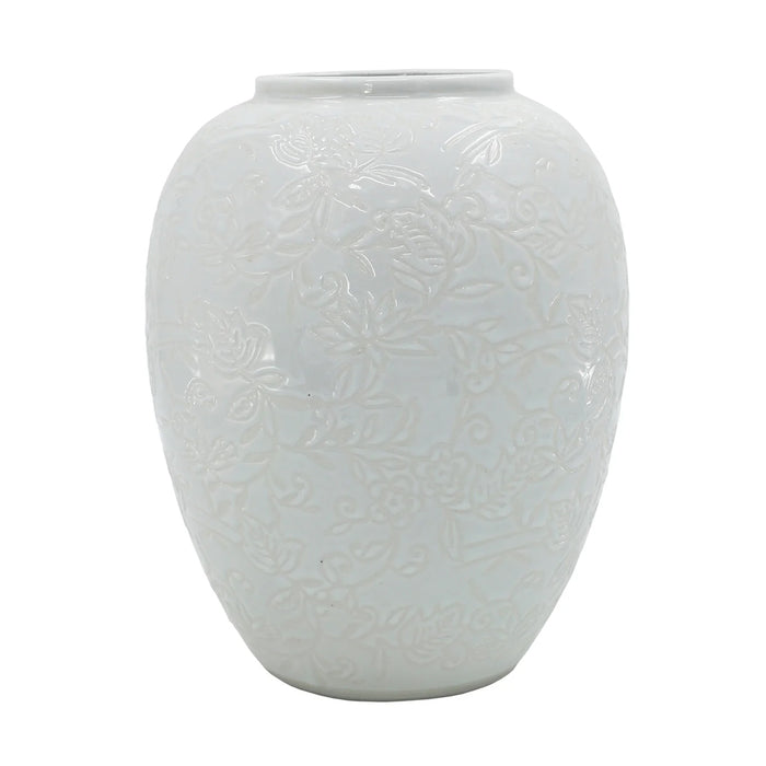 10" Floral Vase - White