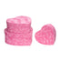 Set of 3 Fabric/Paperboard Heart Shaped Box w/PVC Liner - Pink