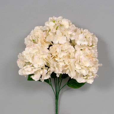 22" Hydrangea Bush w/Printed Leaves - Cream/Light Pink