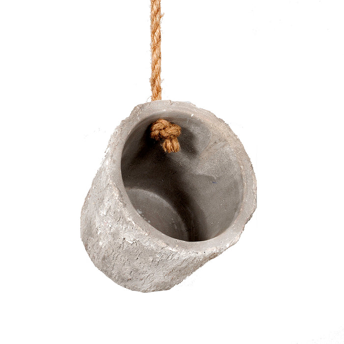 Cement Pot w/Rope Hanger