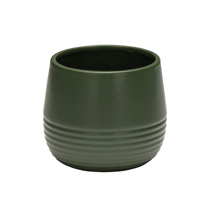 4 1/2 in Dolomite Pot w/Ribbed Base - Matte Forest