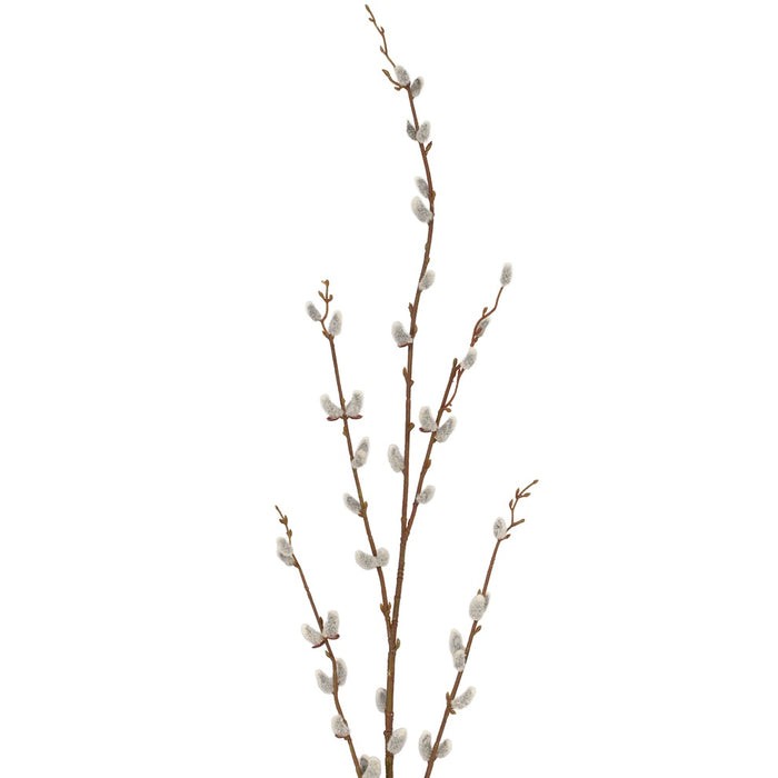Flocked Pussy Willow Spray - Grey