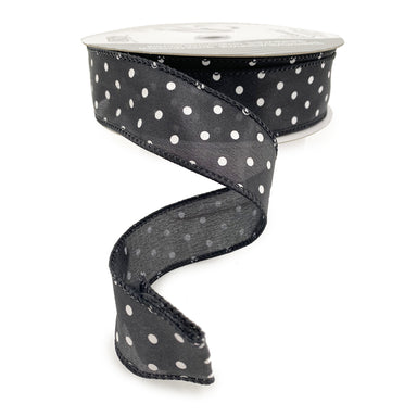 Wired White Dot Ribbon - Black