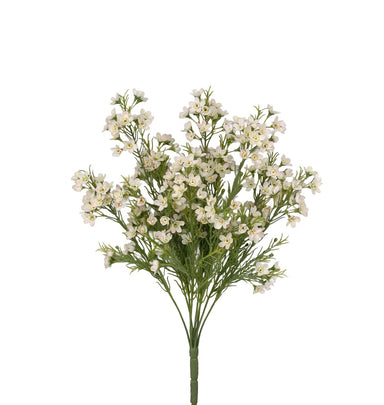 18" Polyester Wax Flower Bush X 9 - Cream/Pink