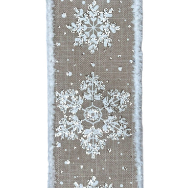 2.5 in Snowflake w/Fur Edge Ribbon - Natural/White