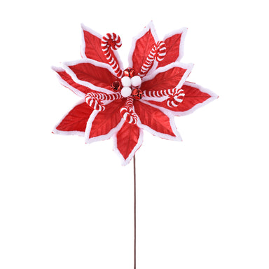 Peppermint Poinsettia Stem - Red/White