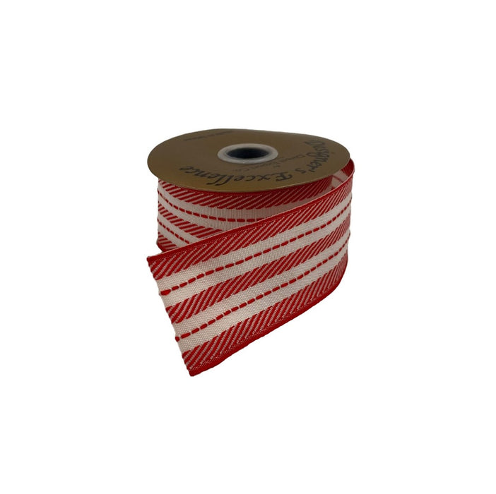 Stripe Ribbon - Red/White