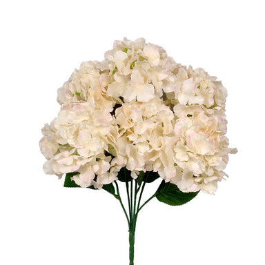 22" Hydrangea Bush w/Printed Leaves - Cream/Light Pink
