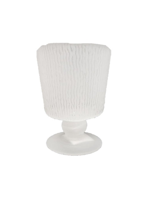 6" Frosted Glass Footed Vase White