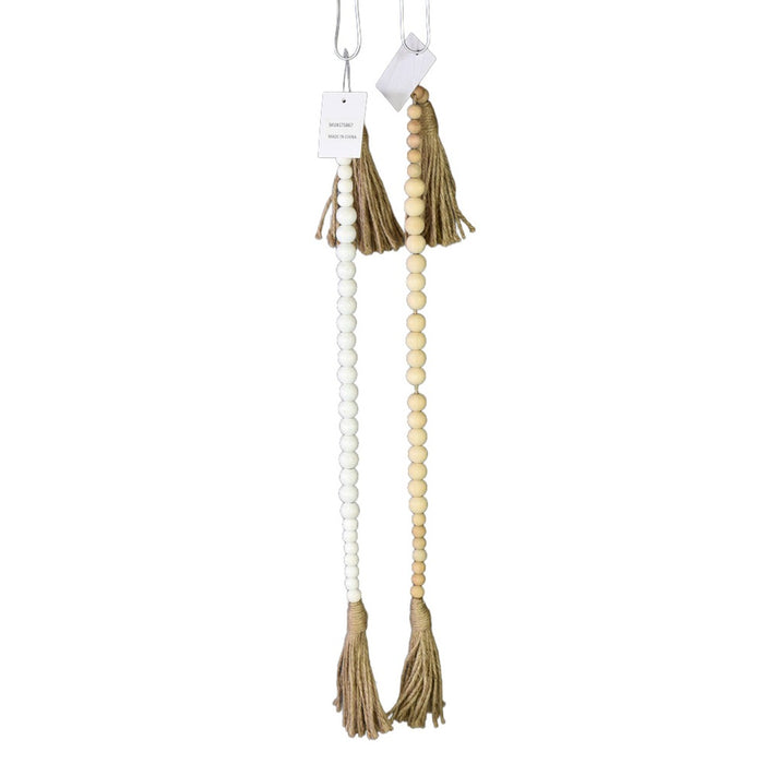 25" Bead Tassel Garland - White/Natural