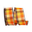 1 1/2 in Country Field Tonal Plaid Wired Edge Ribbon - Multicolor