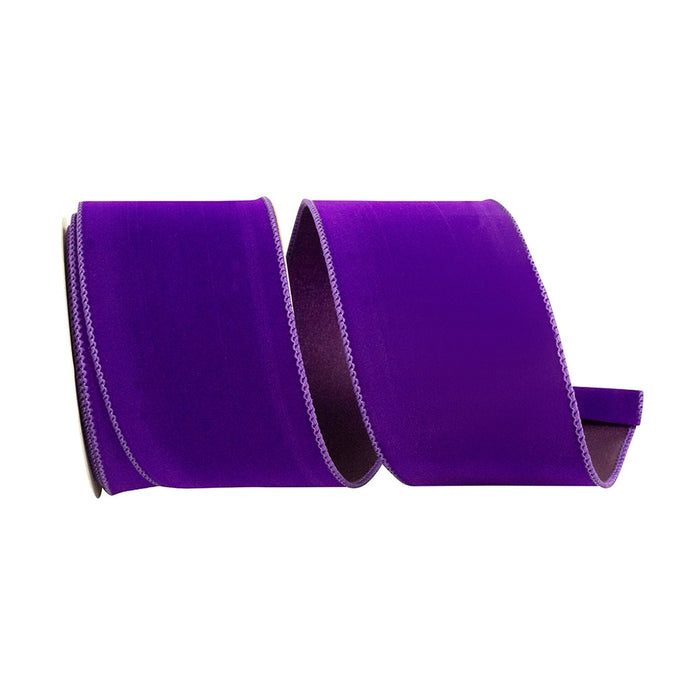 2 1/2 in Velvet Color Wired Edge Ribbon - Purple