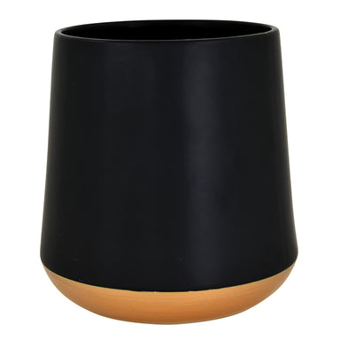 5.5" Round Ceramic Pot - Black w/Gold Bottom